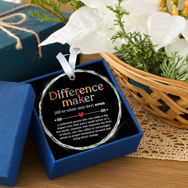 HEXMOZ Difference Maker - Appreciation for Women - Coworker Appreciation - Thank You Gifts, Inspiration Gifts for Women Boss Coworker Manager Teacher Nurse Mom Friend - Glass Christmas Ornament - Image 4